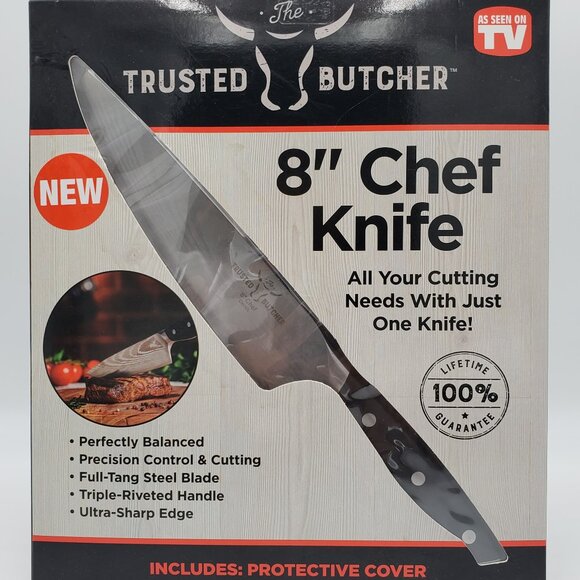 The Trusted Butcher 8" Kitchen Chef Knife As Seen On TV With Protective Cover - Picture 2 of 6
